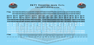 BKTY Reporting Mark Patch Lettering Black &amp; White 9" &amp; 4" N 1:160 Scale