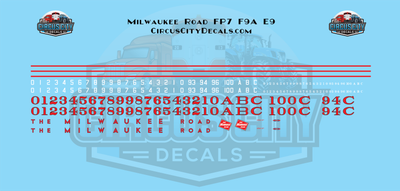 Milwaukee Road FP7 F9A E9 Locomotive HO 1:87 Scale Decal Set