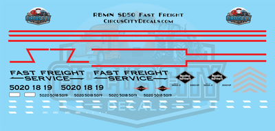 RBMN Reading Blue Mountain &amp; Northern Railroad SD50 HO 1:87 Scale Decal Set