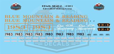 RBMN Reading Blue Mountain &amp; Northern Railroad SD40-2 #1983 N 1:160 Scale Decal Set