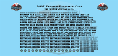 BNSF Business Passenger Car N Scale Decal Set