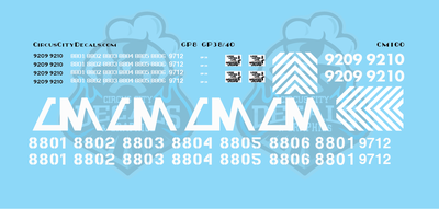 Central Michigan GP8 GP38 GP40-2LW CMGN N Scale Decals