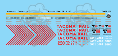 Tacoma Rail GP &amp; SD Locomotive N Scale Decal Set