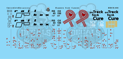 Railbox Cure Cancer 50&#39; Boxcar 40188 N Scale Decal Set