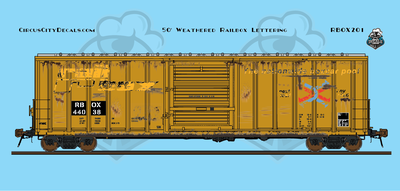 Railbox Weathered Lettering 50' Boxcar Decal Set