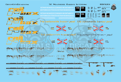 Railbox RBOX Weathered Lettering 50' Boxcar HO Scale Decal Set