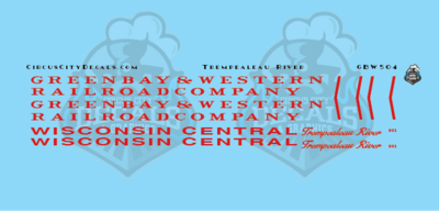 Green Bay &amp; Western Wisconsin Central Trempealeau River 901 GBW WC Business Car Decals S Scale