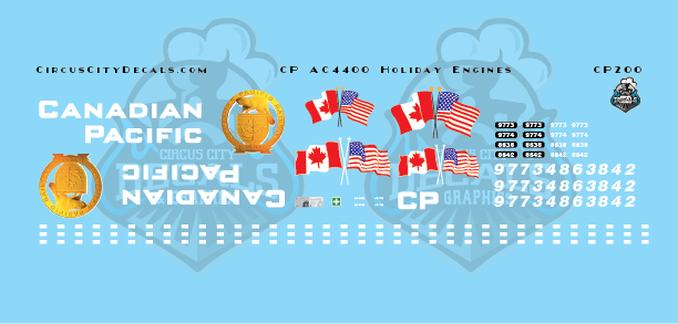 Canadian Pacific AC4400 Holiday Engine Decal Set HO Scale​ 9773 9774 8638 8642​