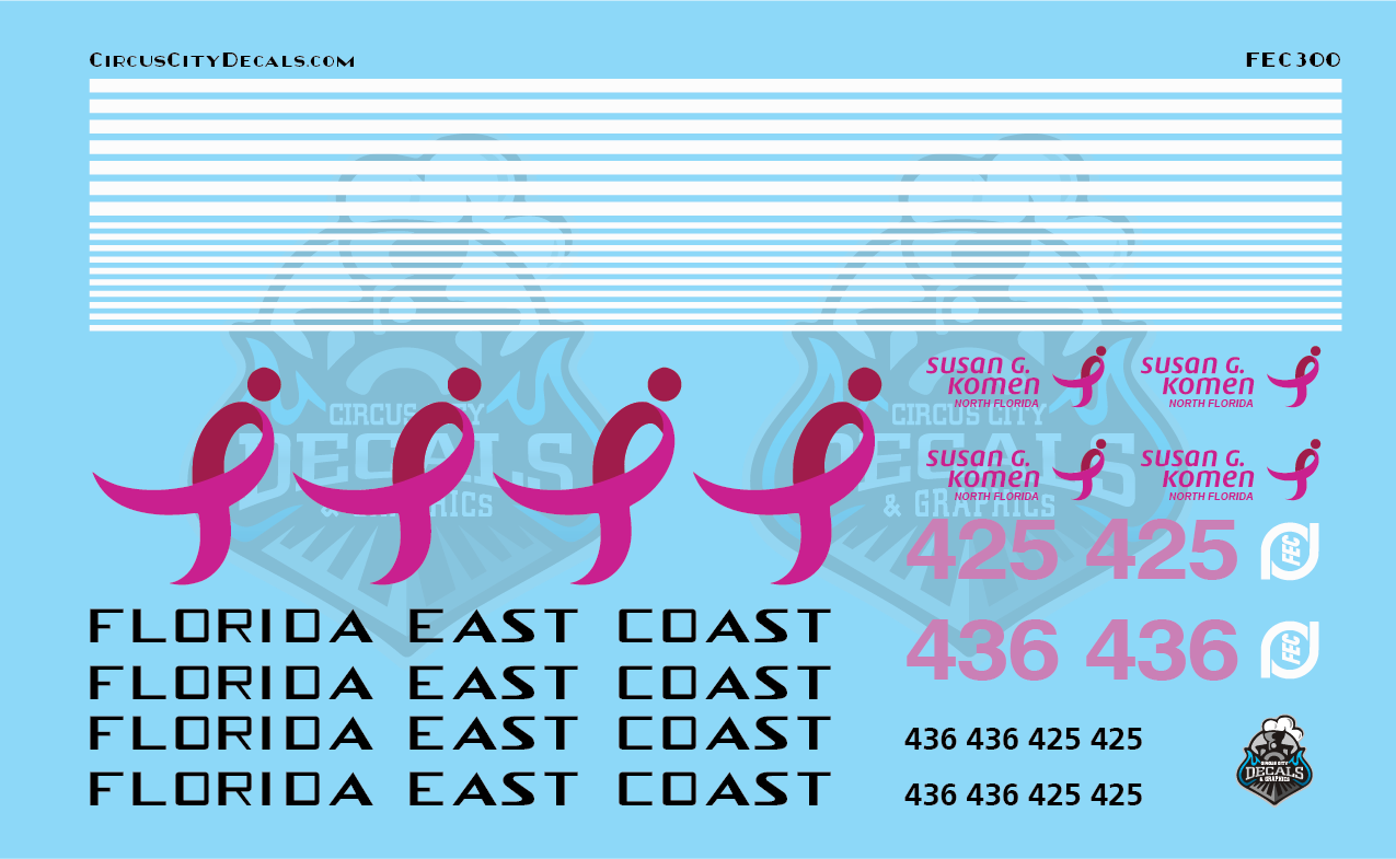 Florida East Coast 425 436 Breast Cancer Units O Scale