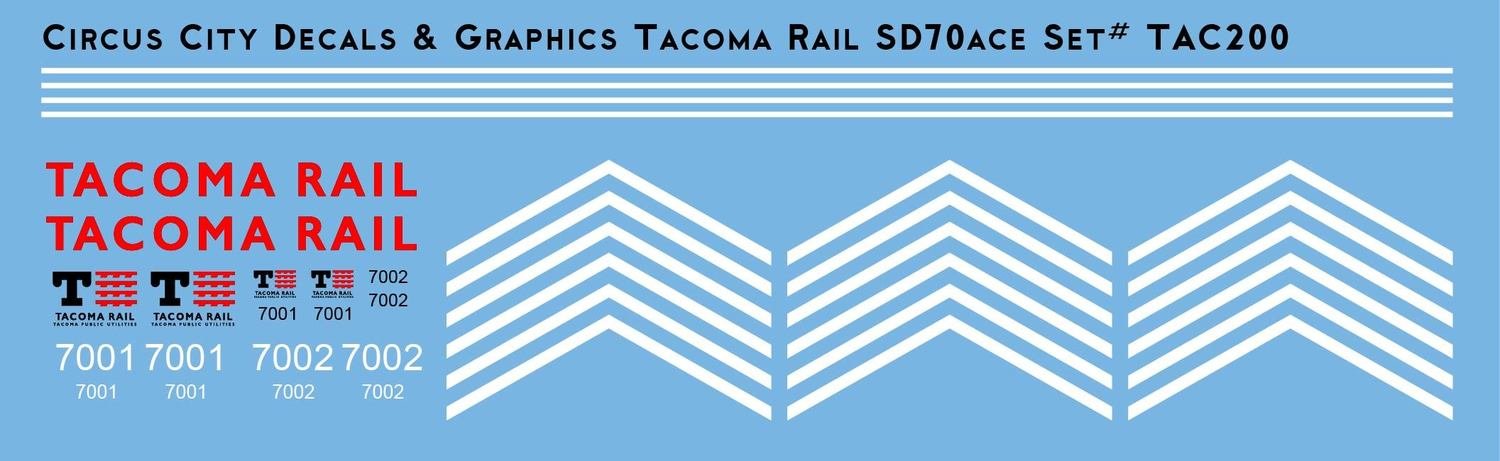 Tacoma Rail SD70ace Locomotive HO Scale Decal Set