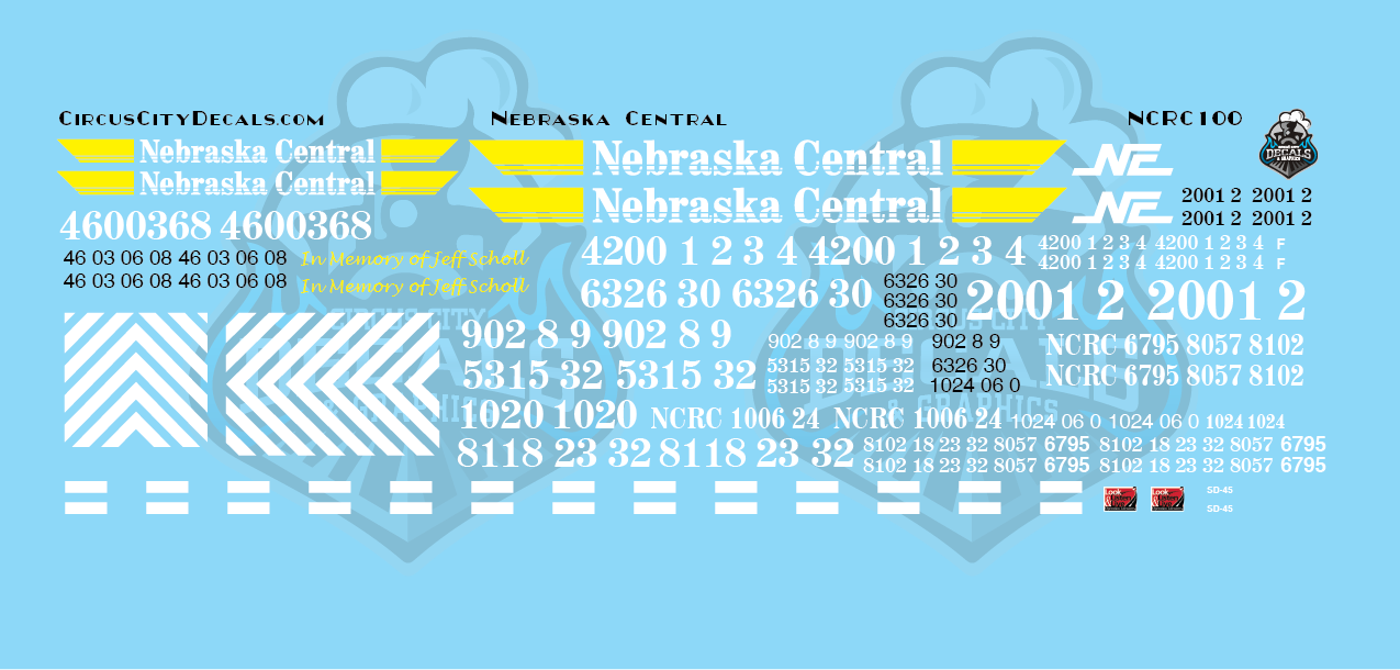 ​Nebraska Central Railroad Locomotives NCRC ​GP38-3 SD38-2 GP38-2 GP40 GP9R SD40-2