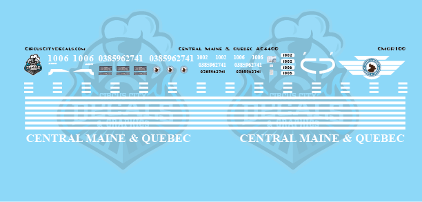 Central Maine & Quebec AC4400 Decal Set N Scale