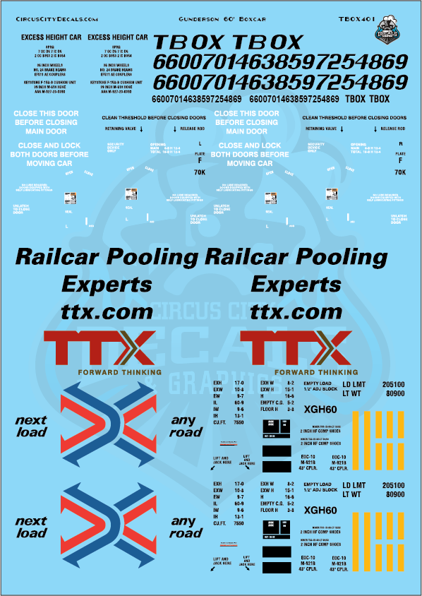 TBOX TTX Gunderson 60' Boxcar G Scale Style 2