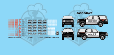 BNSF Police Vehicle HO Scale Decal Set