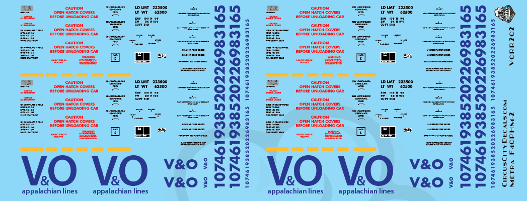 V&O Virginian and Ohio Railroad Covered Hopper Set N scale