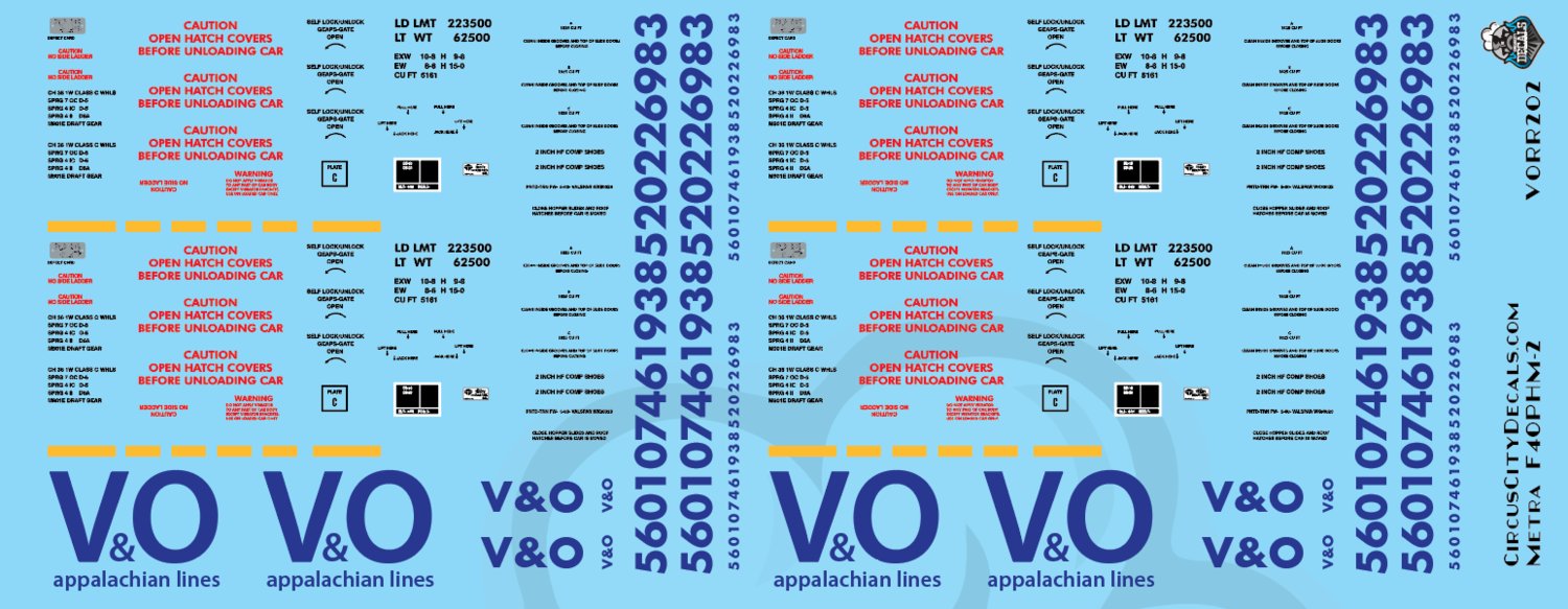 V&O Virginian and Ohio Railroad Covered Hopper Set HO scale