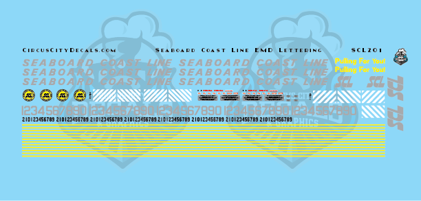 Seaboard Coast Line EMD Lettering HO Scale Decal Set