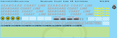 Seaboard Coast Line GE Lettering HO Scale Decal Set