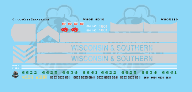 Wisconsin &amp; Southern Railroad WSOR SD18 Locomotive Decal Set N Scale