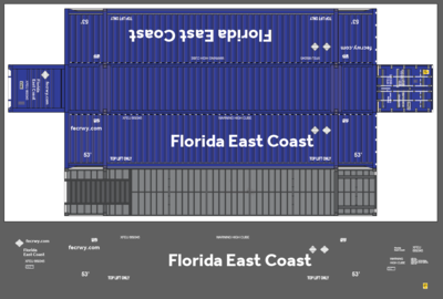 Florida East Coast FEC Container 53' HO Scale Decal Set
