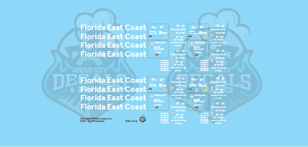 Florida East Coast FEC Container 53' N Scale Decal Set