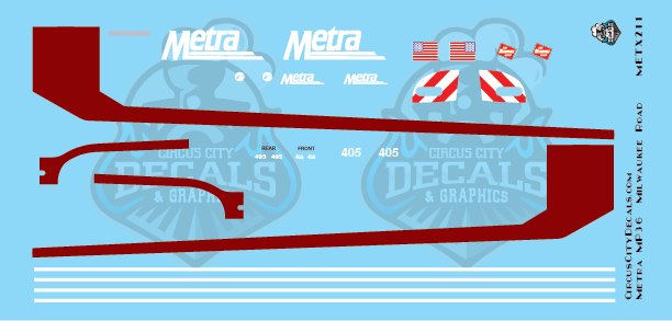 Metra METX Milwaukee Road MP36 #405 HO Scale Decal Set