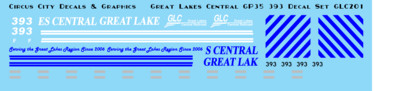 Great Lakes Central GP35 393 O 1:48 Scale decals