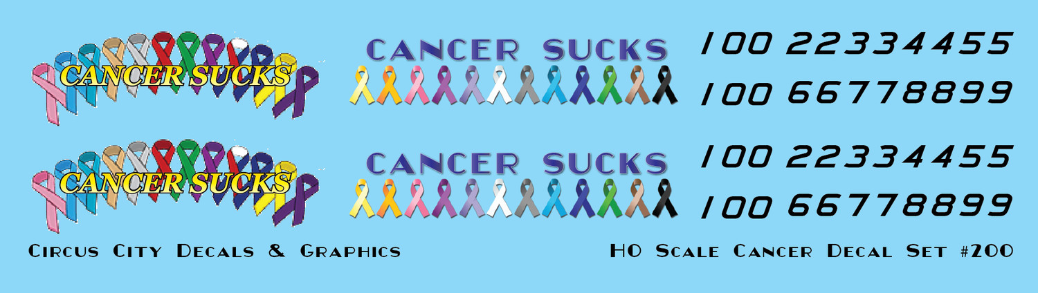 Cancer Sucks Decal Set HO Scale