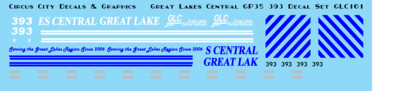 Great Lakes Central GP35 393 N Scale decals