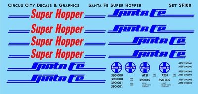 Santa Fe Super Hopper Decal Set N Scale