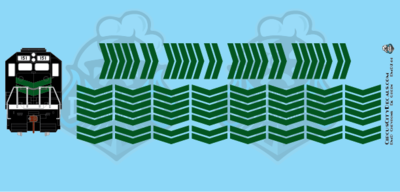 EMD Chevrons GP SD Dk Green Style 4 HO Scale Decals