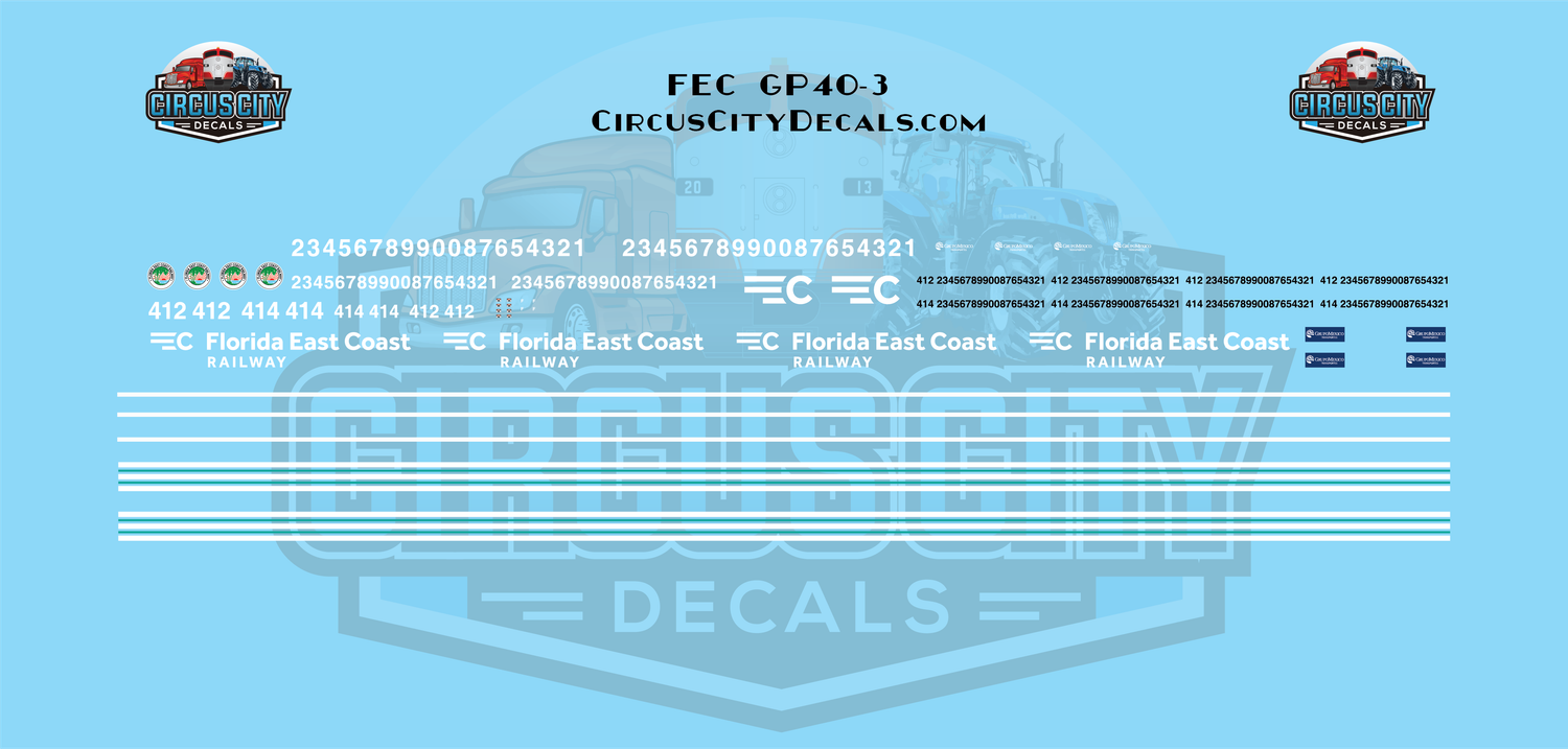 Florida East Coast FEC GP40-2 GP40-3 N Scale Decal Set