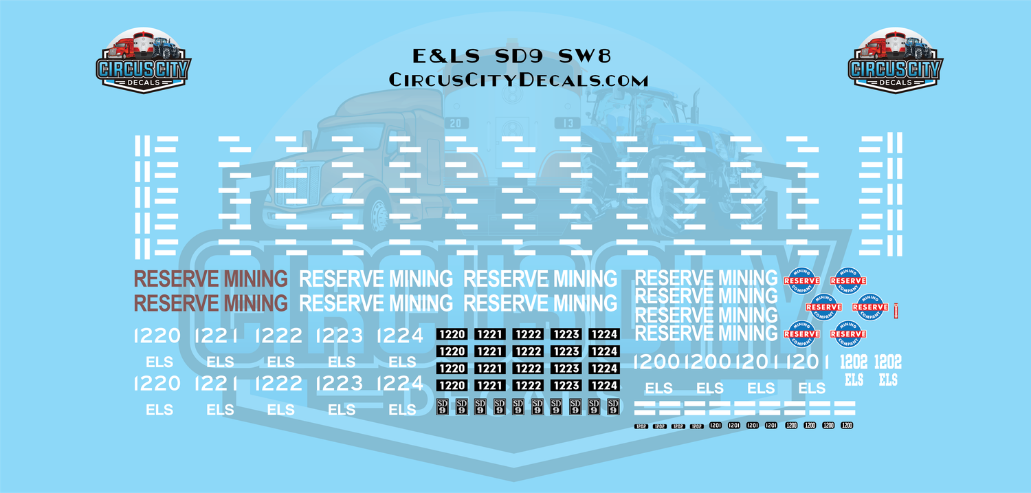E&amp;LS Escanaba &amp; Lake Superior Reserve Mining SD9 SW HO scale Decal Set