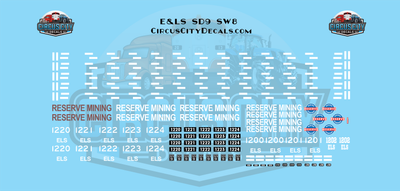 E&amp;LS Escanaba &amp; Lake Superior Reserve Mining SD9 SW HO scale Decal Set