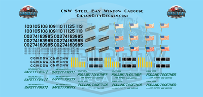 Chicago &amp; Northwestern CNW Steel Bay Window Caboose Weathered Faded HO 1:87 Scale Decal Set