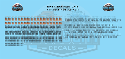 BNSF Modern Business Passenger Car N Scale Decal Set