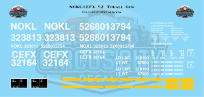 NOKL CEFX 52' Thrall Gondola Decals 1:29 Scale