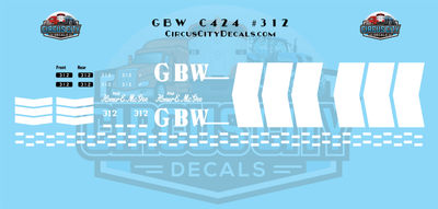 Green Bay &amp; Western C424 #312 HO 1:87 Scale Decal Set