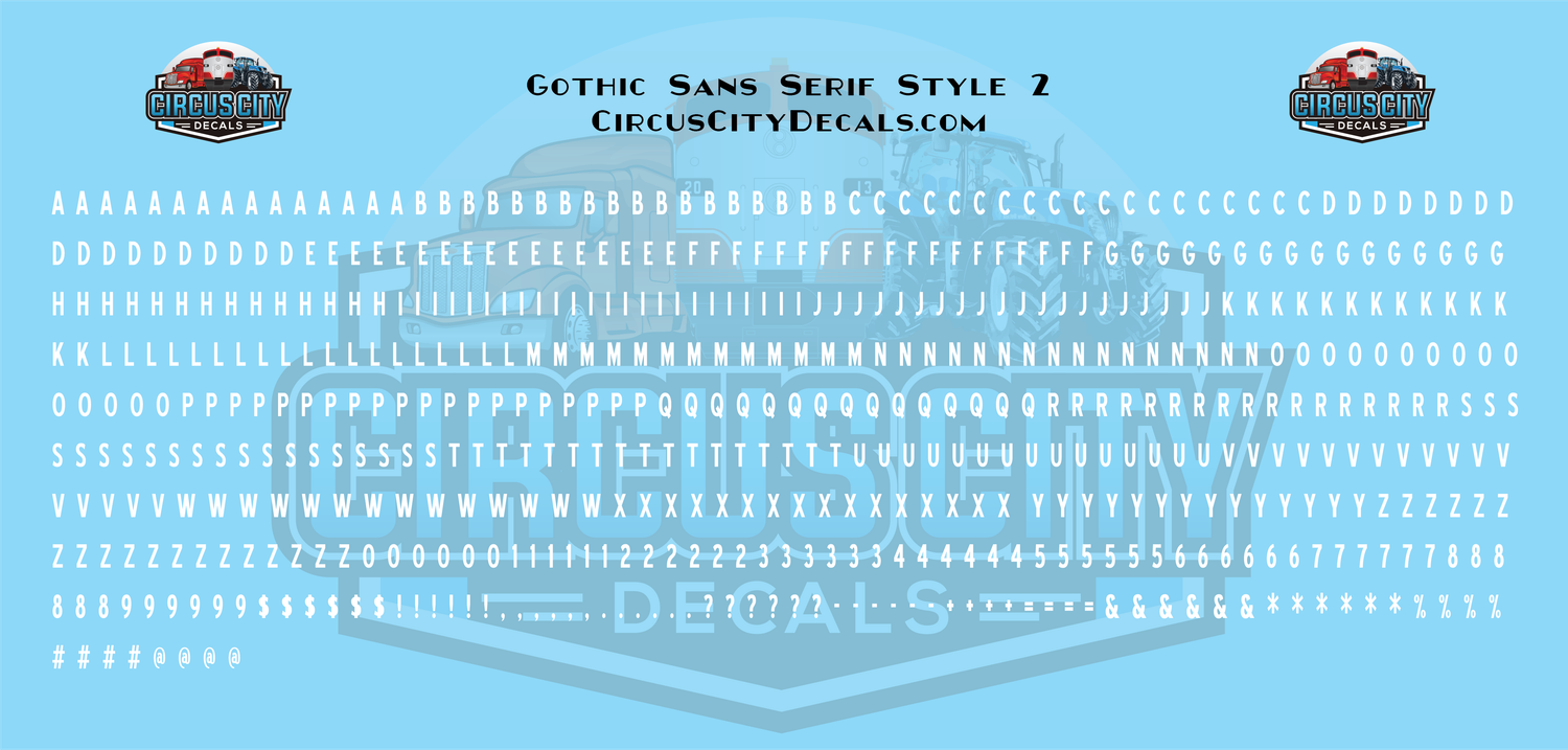 Gothic Sans Serif 2 Alphabet Letters &amp; Numbers 1/16" 1/8" 3/16" 1/4" Water Slide Decal Set, Color: White, Size: 1/16" Tall