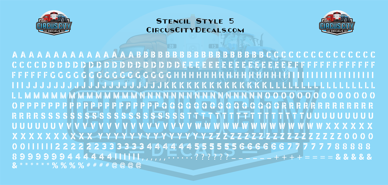 Stencil #5 Alphabet Letters &amp; Numbers 1/16" 1/8" 3/16" 1/4" Water Slide Decal Set, Size: 1/16" Tall, Color: White