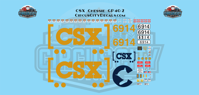 CSX/Chessie GP40-2 #6914 Decal Set 1:29 G Scale