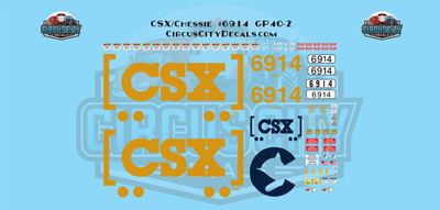 CSX/Chessie GP40-2 #6914 Decal Set 1:87 HO Scale