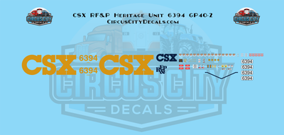 CSX/RF&amp;P GP40-2 #6394 Heritage Decal Set 1:160 N Scale
