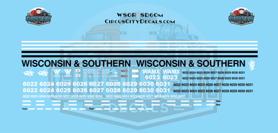 Wisconsin &amp; Southern SD60m Decal Set N 1:160 Scale