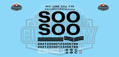 Soo Line F3 F7A F7B Decals 1:29 Scale