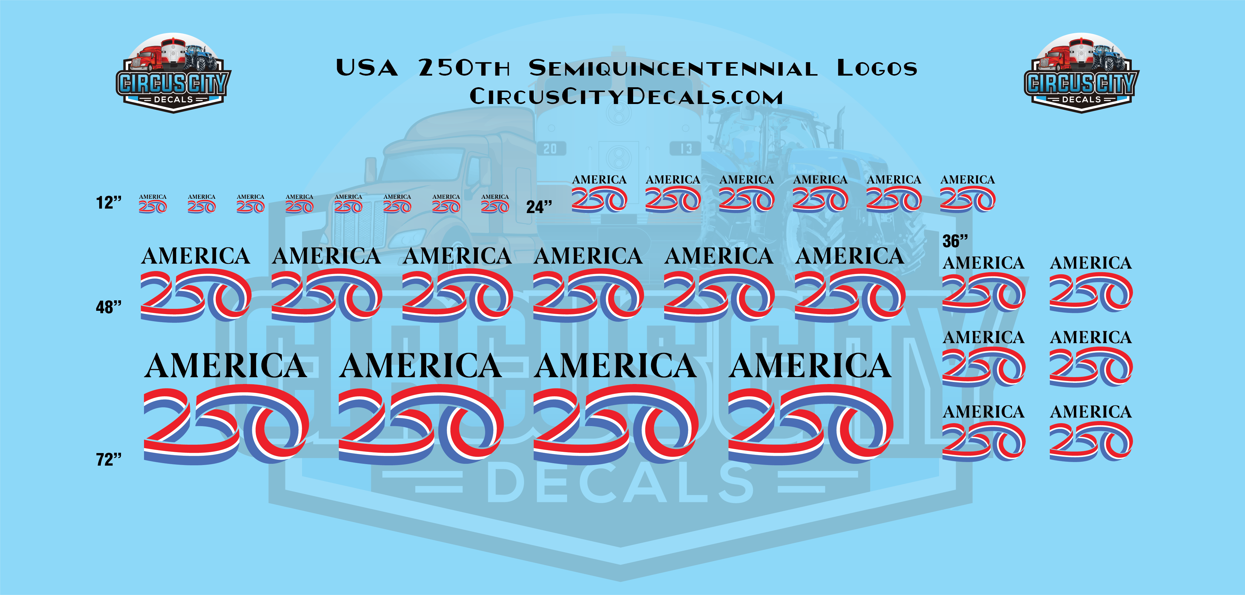 USA 250th Semiquincentennial Logos HO 1:87 Scale img