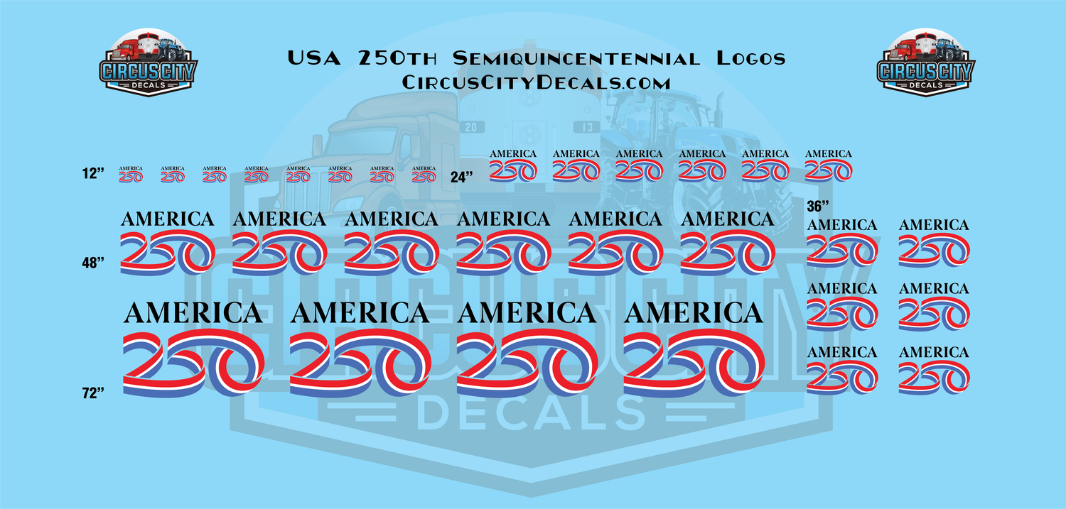 USA 250th Semiquincentennial Logos HO 1:87 Scale