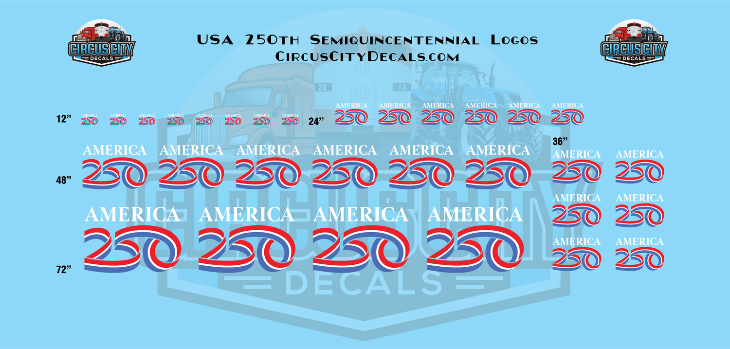 USA 250th Semiquincentennial Logos HO 1:87 Scale