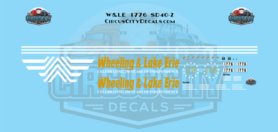 Wheeling &amp; Lake Erie 1776 SD40-2 N 1:160 Scale Decal Set