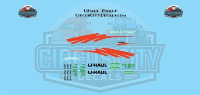 UHaul Pickup Truck Waterslide Model Decal Set 1:10 Scale